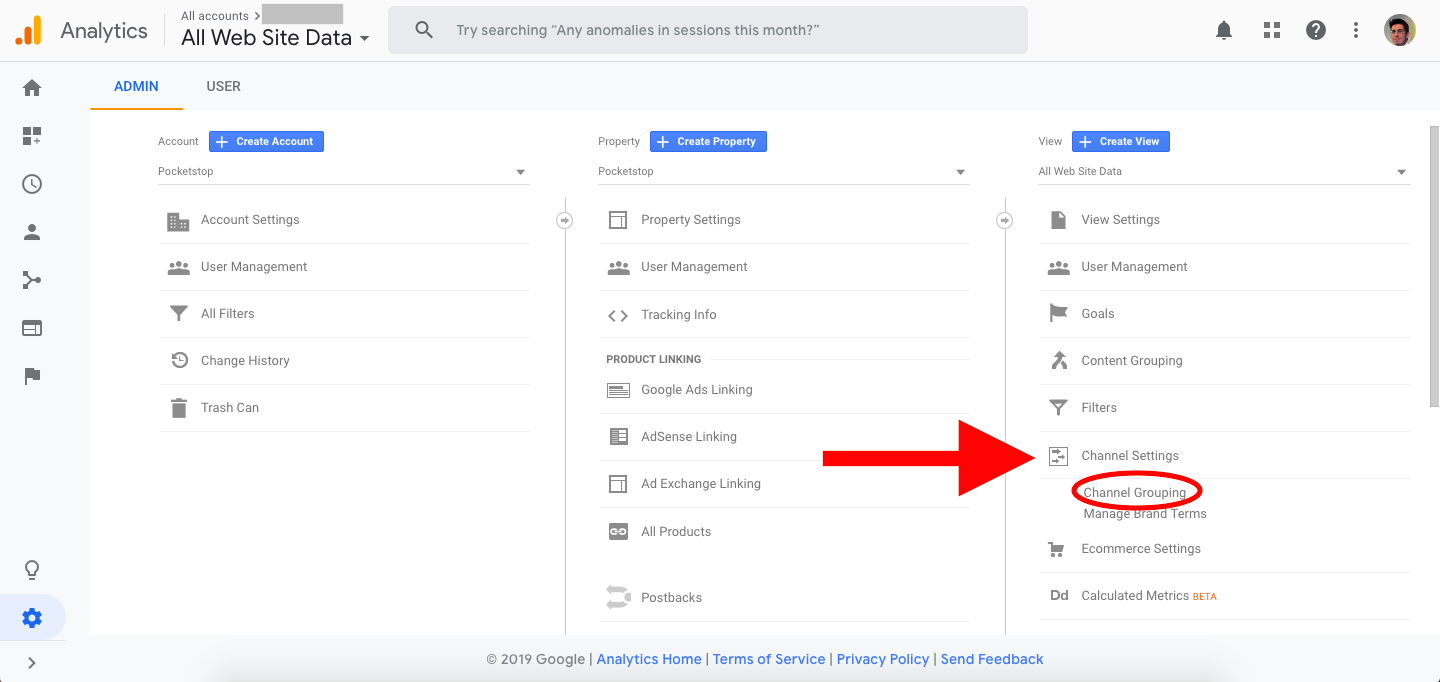 Step 2 - In the far right panel, click on Channel Settings > Channel Grouping